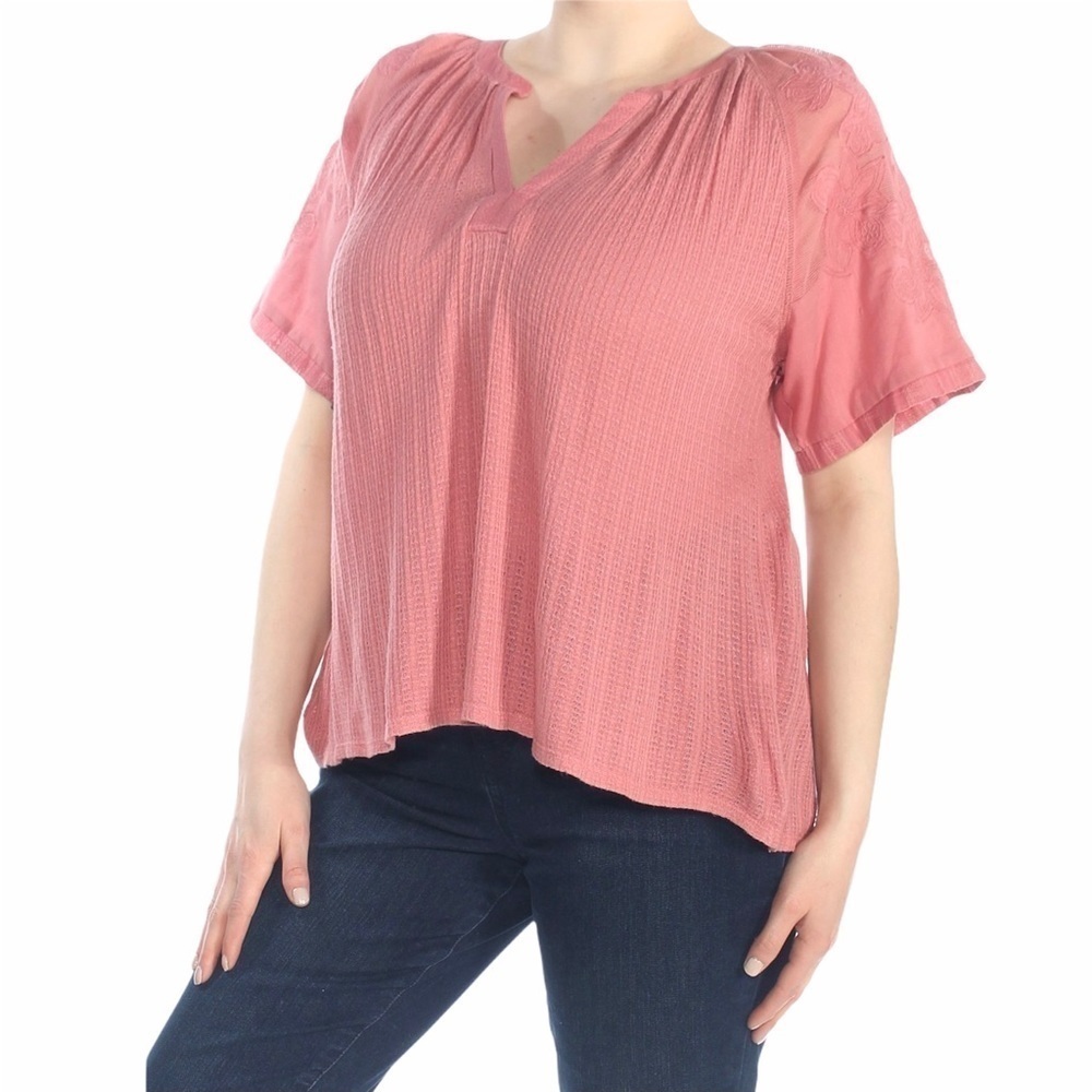 Lucky Brand Short Sleeve Cotton Blouse Size Medium Breathable Summer Lightweight